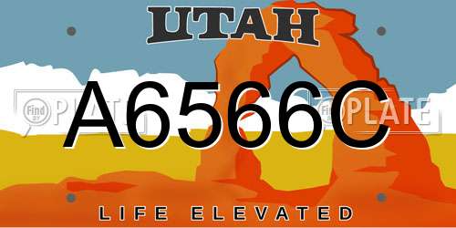 A6566C Utah License Plate