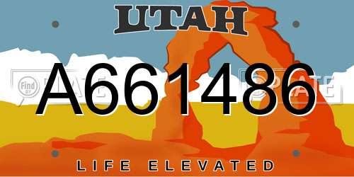 A661486 Utah License Plate