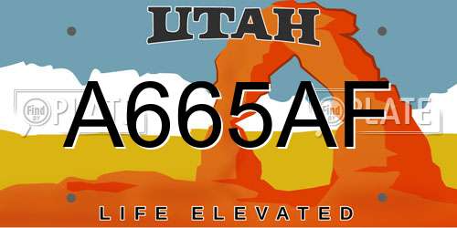 A665AF Utah License Plate