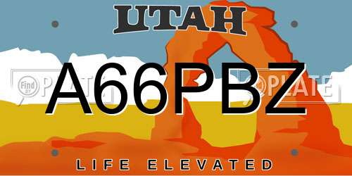 A66PBZ Utah License Plate
