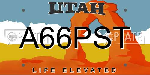 A66PST Utah License Plate
