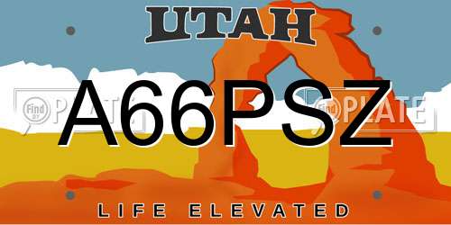 A66PSZ Utah License Plate