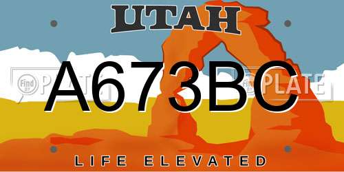 A673BC Utah License Plate