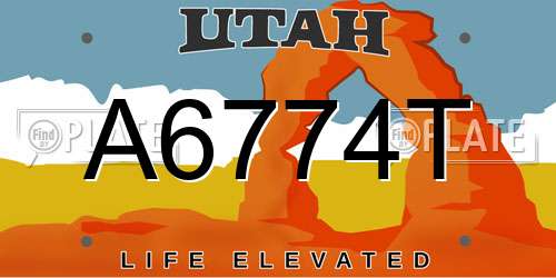A6774T Utah License Plate