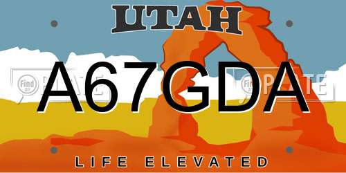 A67GDA Utah License Plate