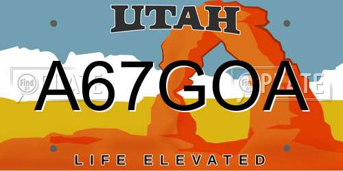 A67GOA Utah License Plate