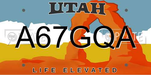 A67GQA Utah License Plate