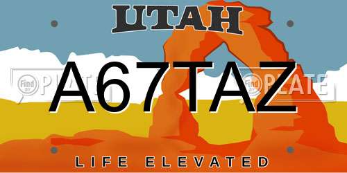 A67TAZ Utah License Plate