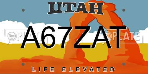 A67ZAT Utah License Plate