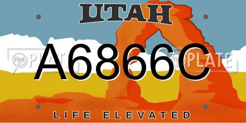 A6866C Utah License Plate