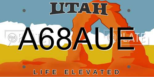 A68AUE Utah License Plate