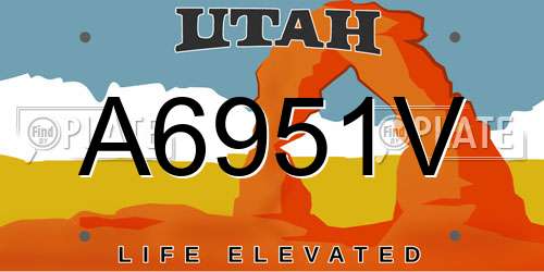 A6951V Utah License Plate