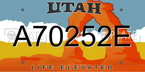 A70252E Utah License Plate