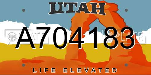 A704183 Utah License Plate