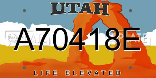 A70418E Utah License Plate