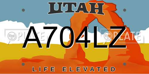 A704LZ Utah License Plate