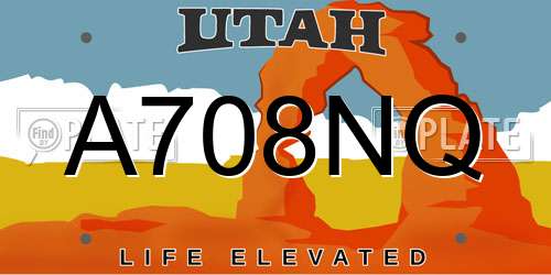A708NQ Utah License Plate