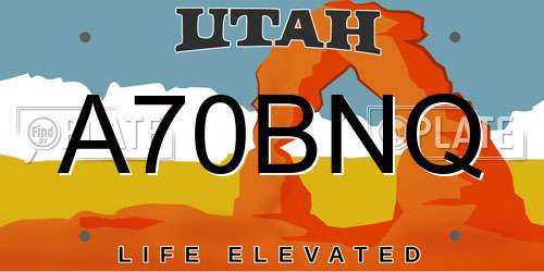 A70BNQ Utah License Plate