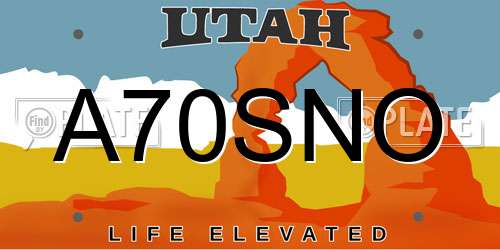 A70SNO Utah License Plate
