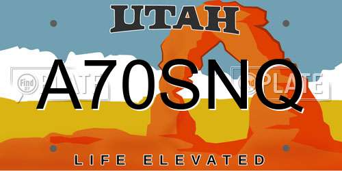 A70SNQ Utah License Plate