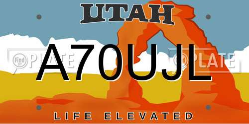 A70UJL Utah License Plate