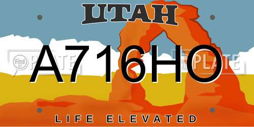 A716HO Utah License Plate