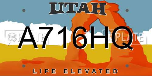 A716HQ Utah License Plate