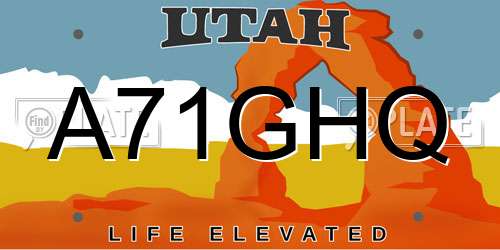 A71GHQ Utah License Plate