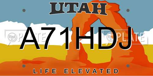 A71HDJ Utah License Plate