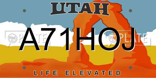 A71HOJ Utah License Plate
