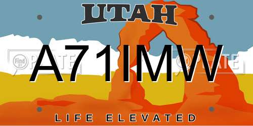 A71IMW Utah License Plate