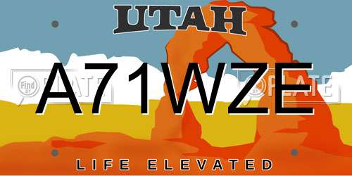 A71WZE Utah License Plate
