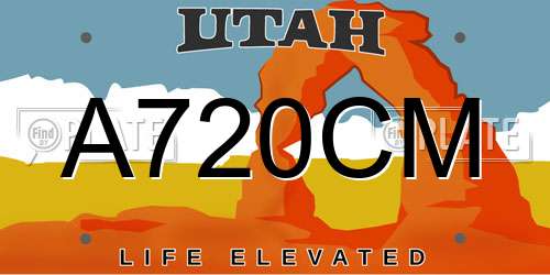 A720CM Utah License Plate