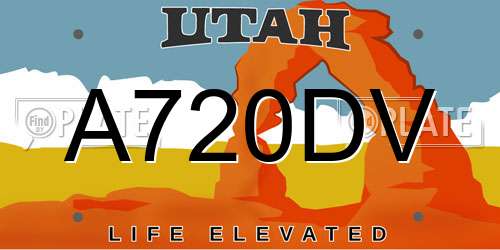 A720DV Utah License Plate