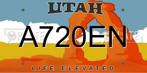 A720EN Utah License Plate