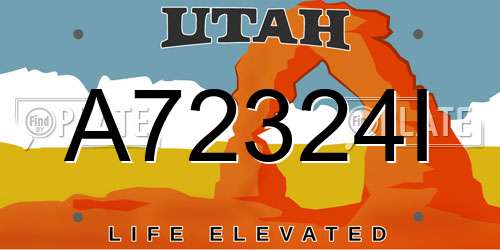 A72324I Utah License Plate