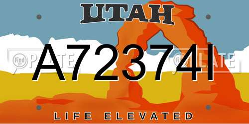 A72374I Utah License Plate