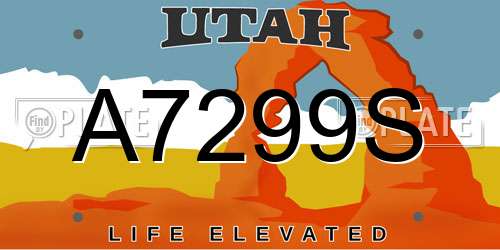 A7299S Utah License Plate