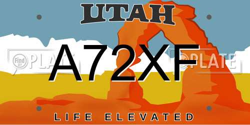 A72XF Utah License Plate