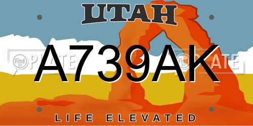 A739AK Utah License Plate