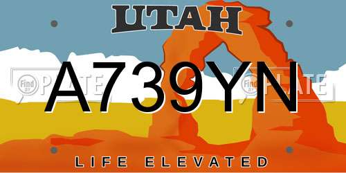 A739YN Utah License Plate
