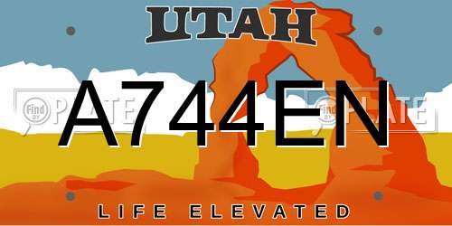 A744EN Utah License Plate