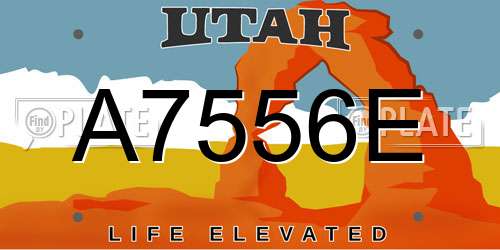A7556E Utah License Plate