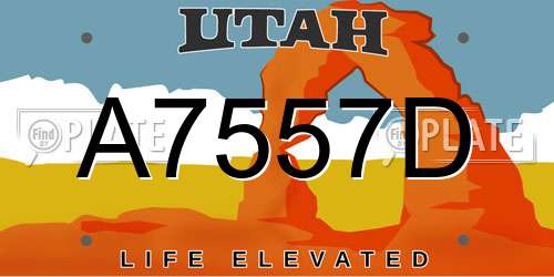 A7557D Utah License Plate