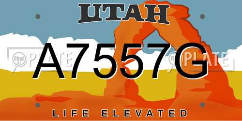 A7557G Utah License Plate