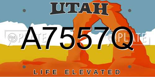 A7557Q Utah License Plate