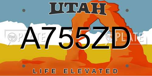 A755ZD Utah License Plate