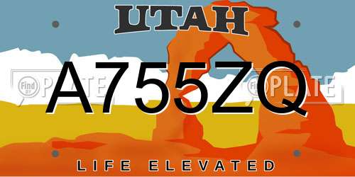 A755ZQ Utah License Plate