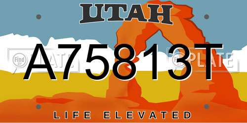 A75813T Utah License Plate