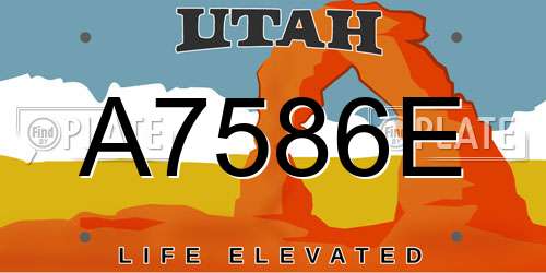 A7586E Utah License Plate